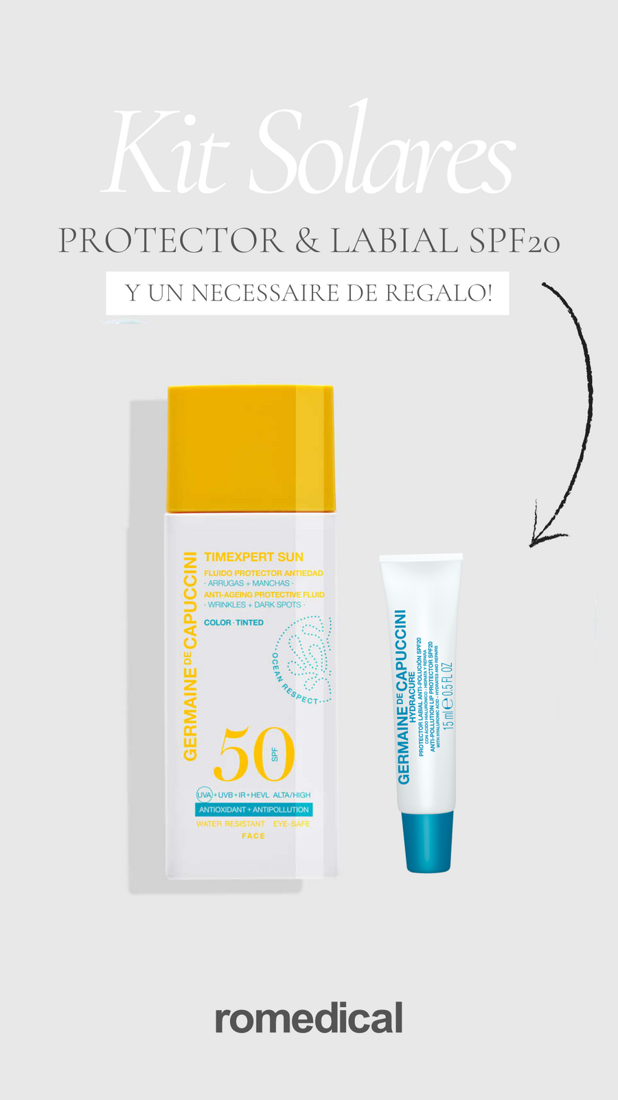 Rutina Verano Germaine de Capuccini - Protector Fluido + Protector Labial Antipolución+ ¡Necessaire de regalo!