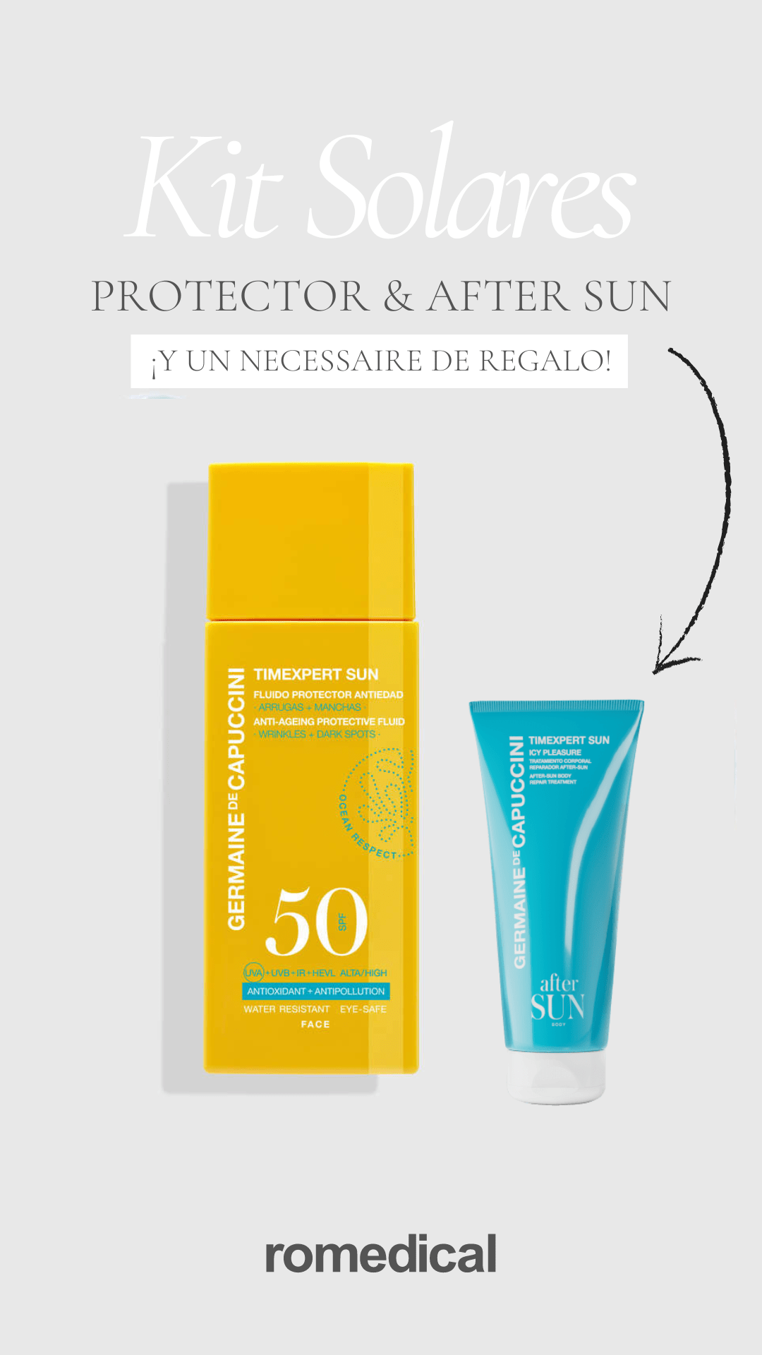 Kit Germaine de Capuccini Verano - Protector Fluido sin color + Icy Pleasure Post Solar + ¡Necessaire de regalo! - Ro Medical