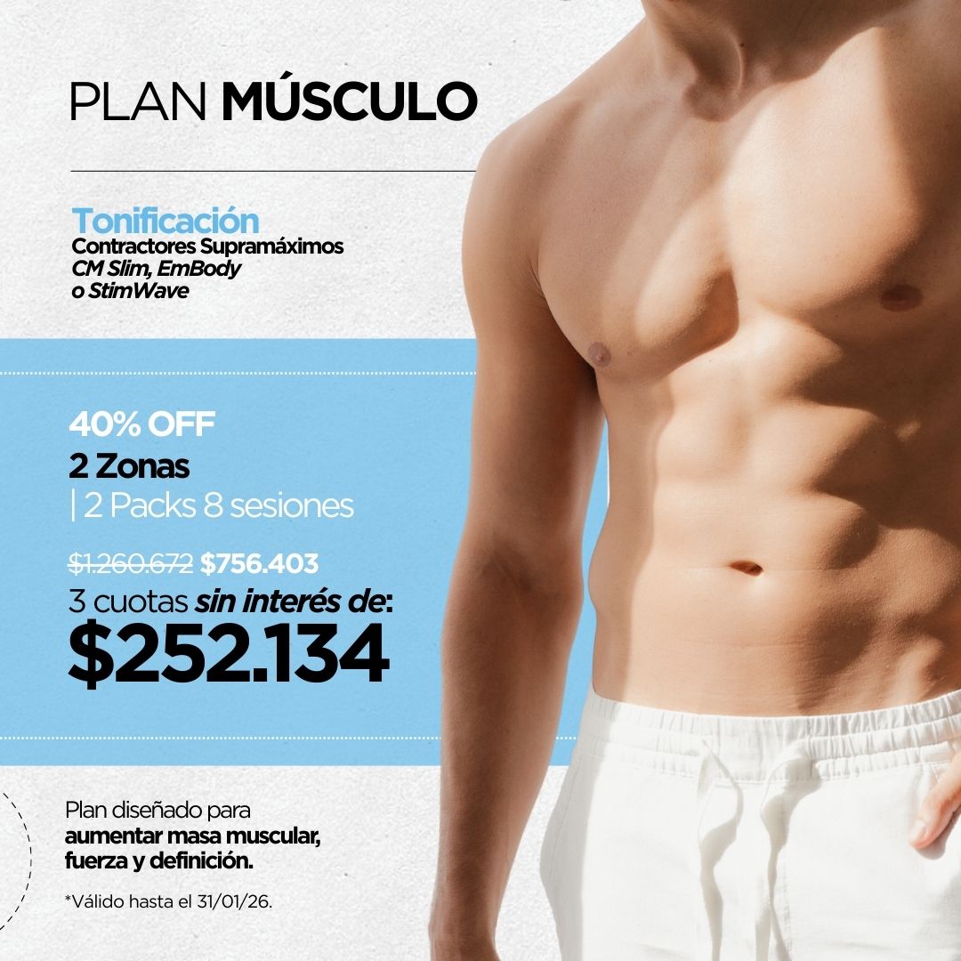 Plan Músculo - Contractores Supramáximos - 2 Pack 8 sesiones - 2 Zonas